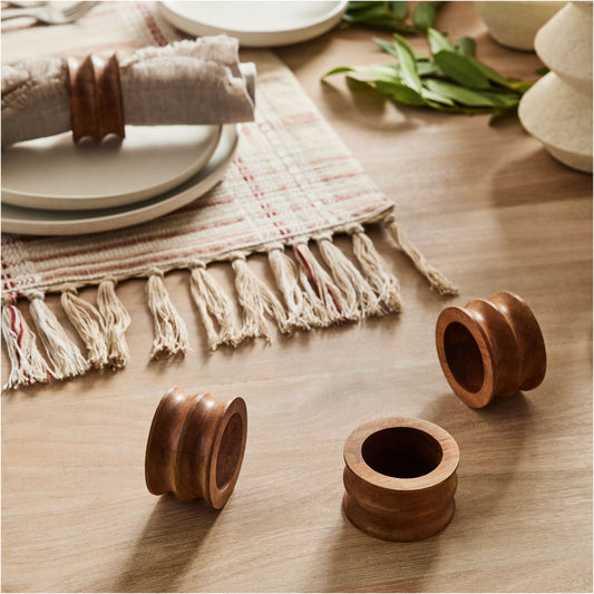 Cyber Clothing - Grooved Wood Napkin Ring Sets  (set of 4)