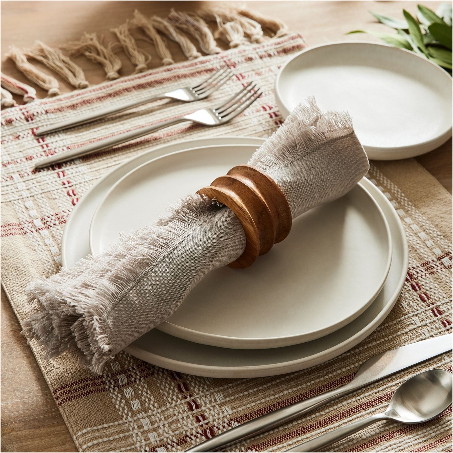 Cyber Clothing - Grooved Wood Napkin Ring Sets  (set of 4)