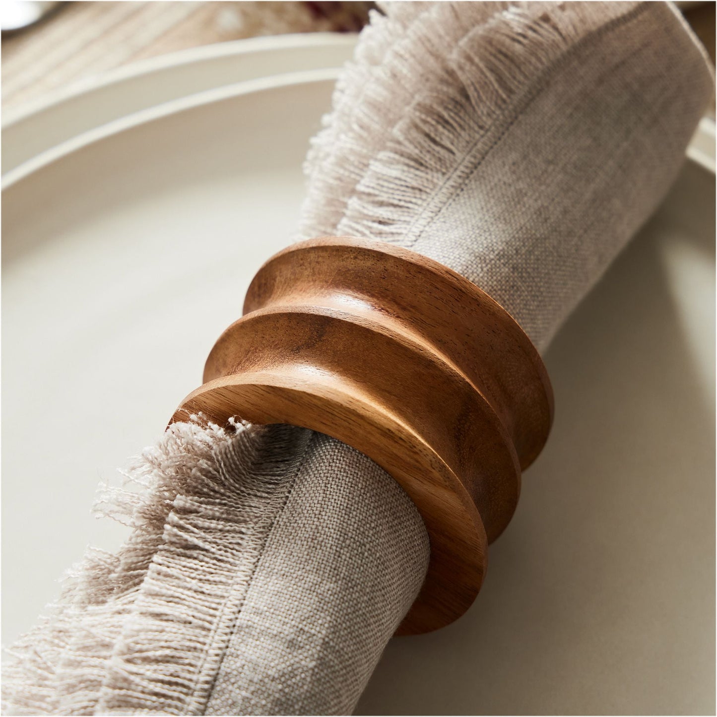 Cyber Clothing - Grooved Wood Napkin Ring Sets  (set of 4)