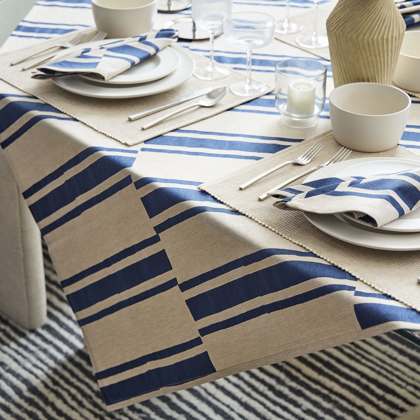 Cyber Clothing - Quincy Block Print Stripe Table Throw